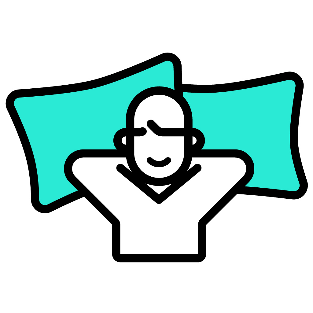 Drawn person laying on 2 pillows icon